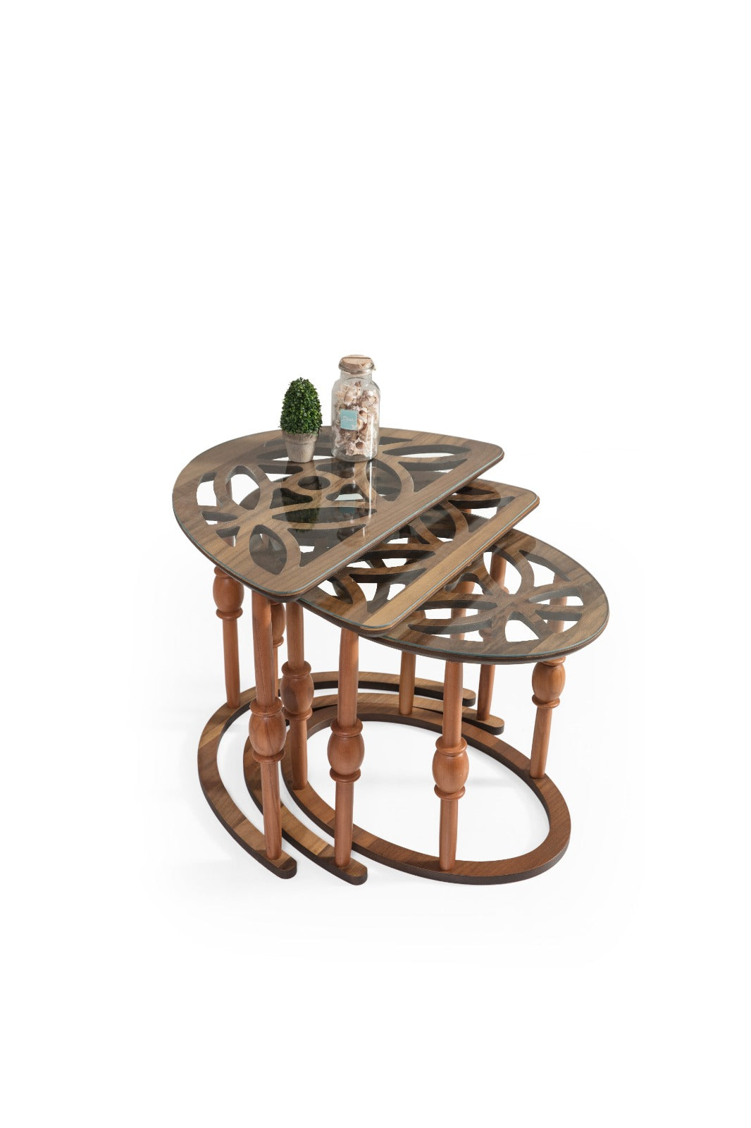 Angel Zigon Sehpa 3 Lü Camlı