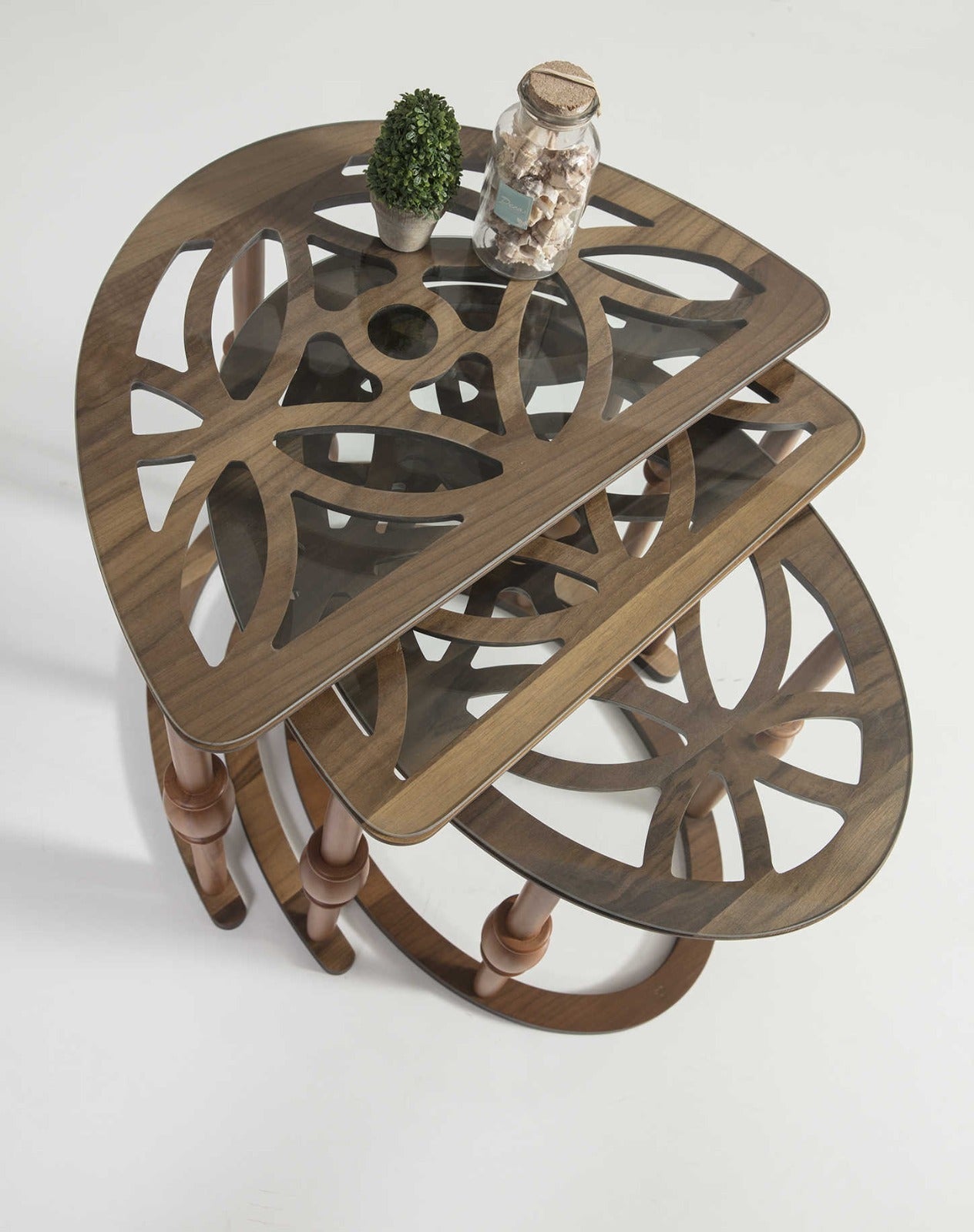 Angel Zigon Sehpa 3 Lü Camlı