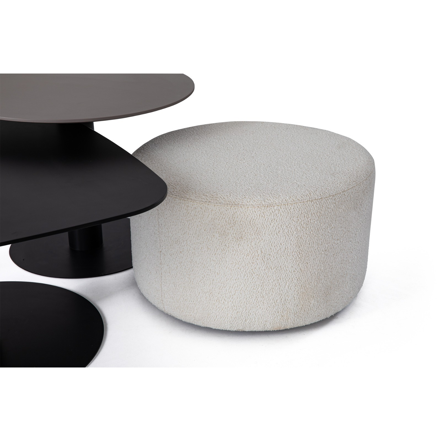 Benny Set – 3’lü Sehpa + Puf – Siyah (Black Sets)