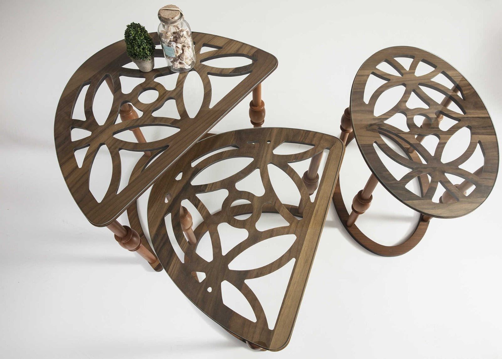 Angel Zigon Sehpa 3 Lü Camlı